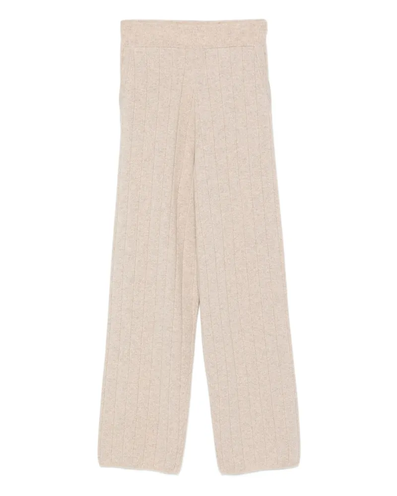 Max Mara Ribbed Cashmere Trousers Neutrals