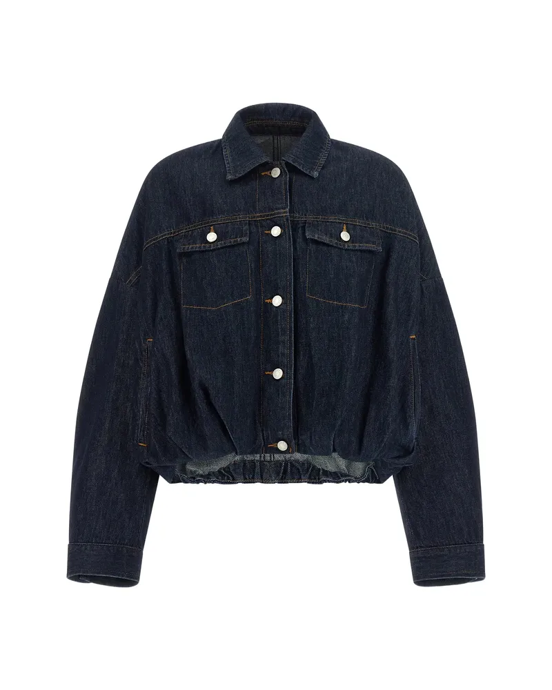 Dries van Noten Vesto Balloon-hem Denim Jacket Blue