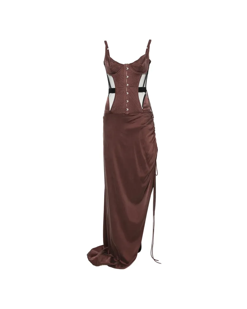 Maria Lucia Hohan Maleena Quilted Corset Maxi Dress Brown