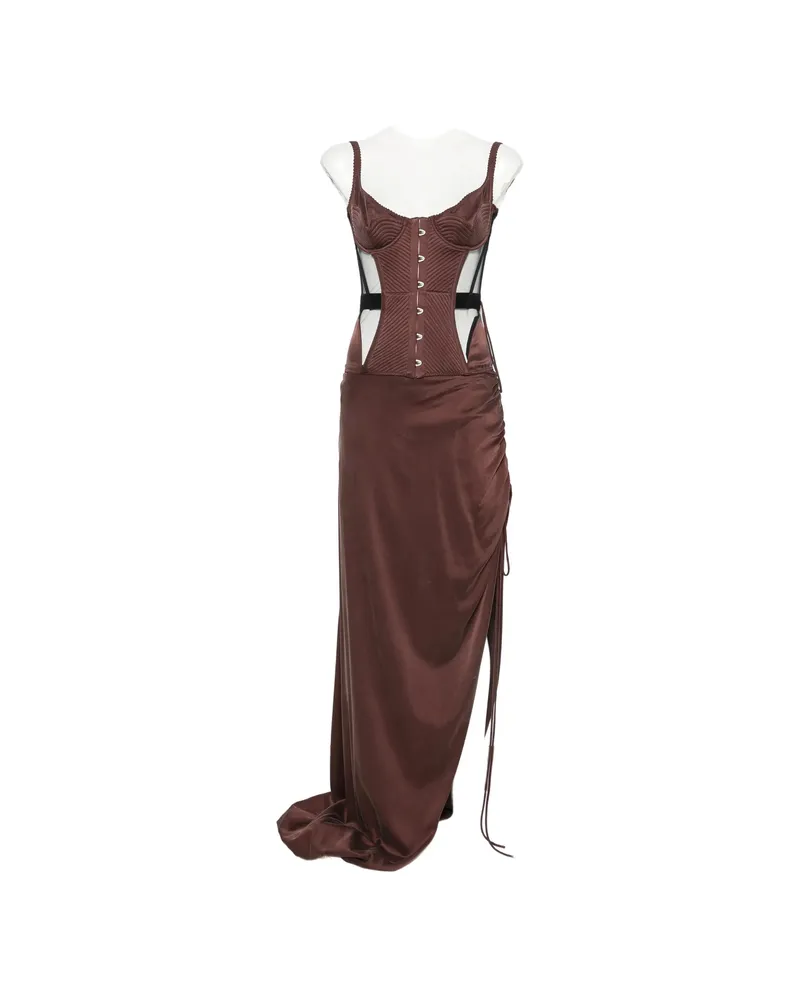 Maria Lucia Hohan Maleena Quilted Corset Maxi Dress Brown