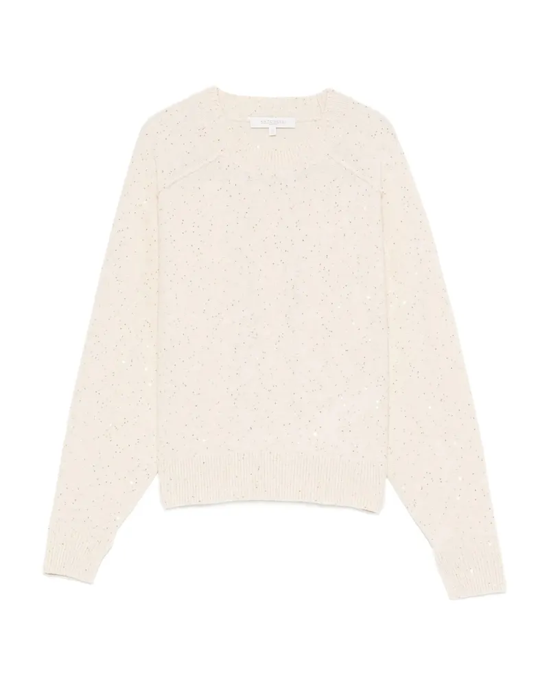 Antonelli Firenze Sequin-embellished Crew-neck Sweater Neutrals