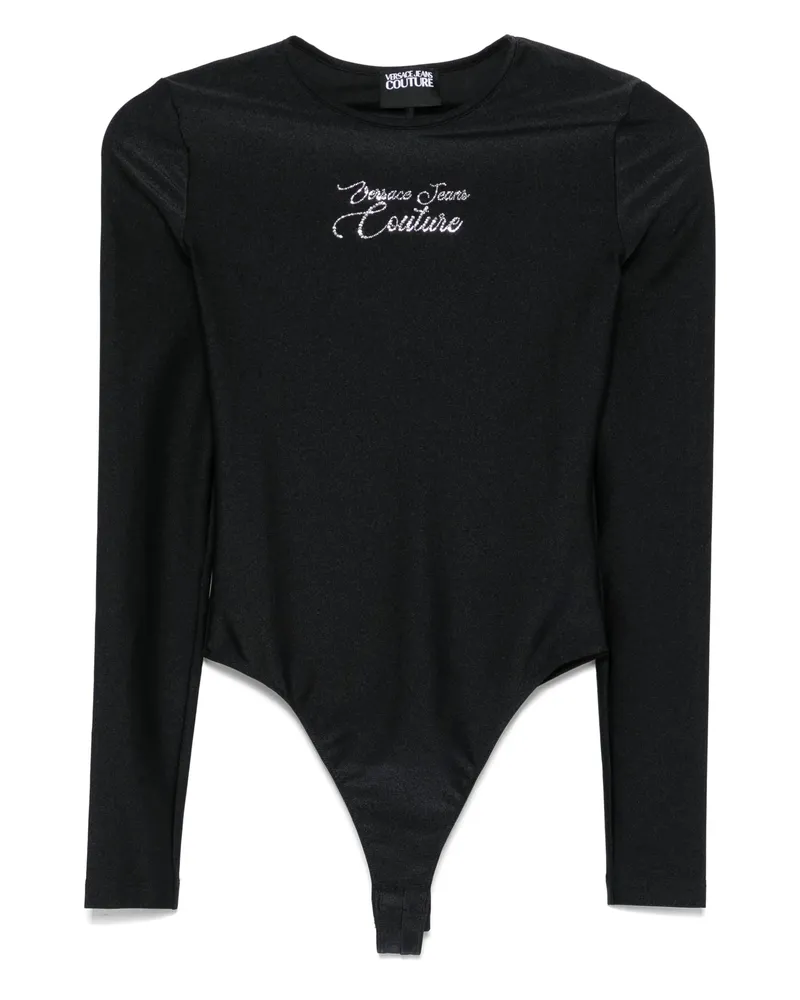 Versace Jeans Embroidered Long-sleeve Bodysuit Black