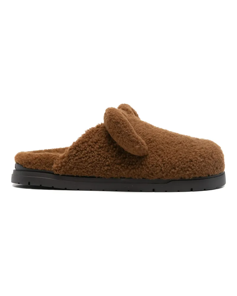 Fendi Shearling Mules Brown