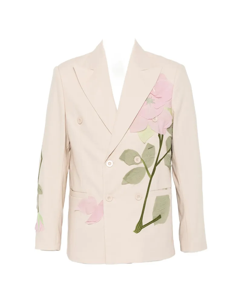 KidSuper Floral-detail Double-breasted Blazer Neutrals
