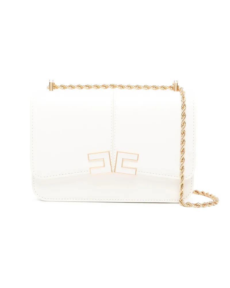 Elisabetta Franchi Logo Chain Mini Bag White