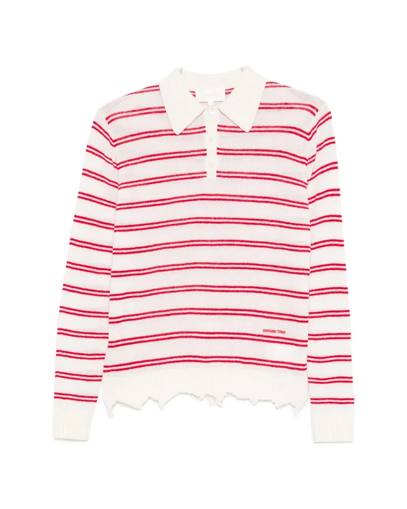 SHUSHU/TONG Striped Polo Top White