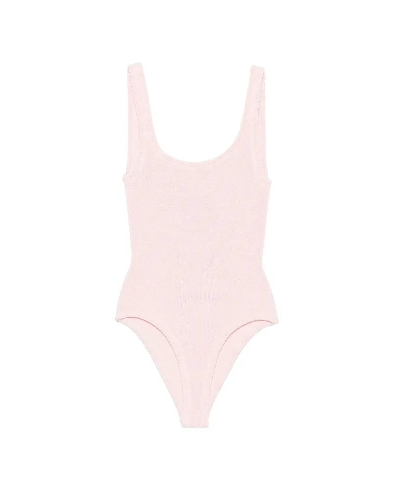 Hunza G Crinkle-effect Square-neck Swimsuit Pink