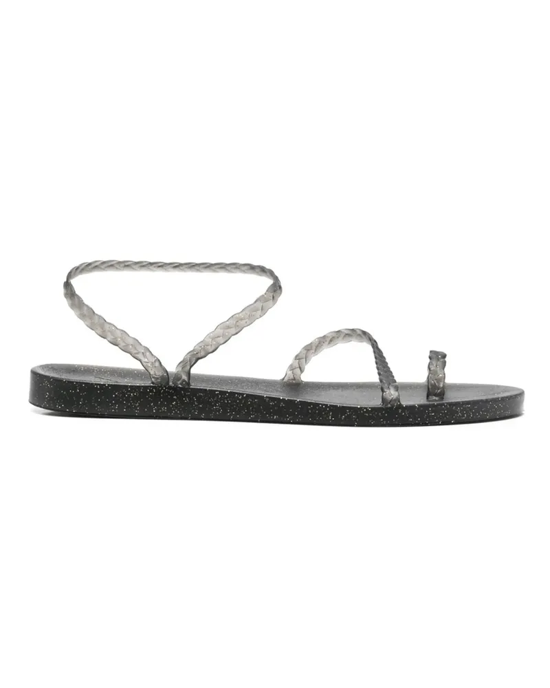 Ancient Greek Sandals Glitter-detailed Single-toe Flip Flops Black