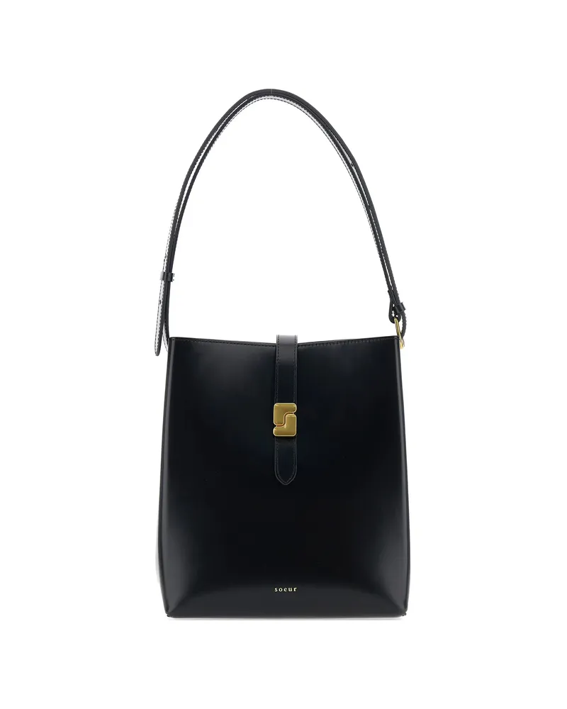 Soeur Bello Leather Shoulder Bag Black