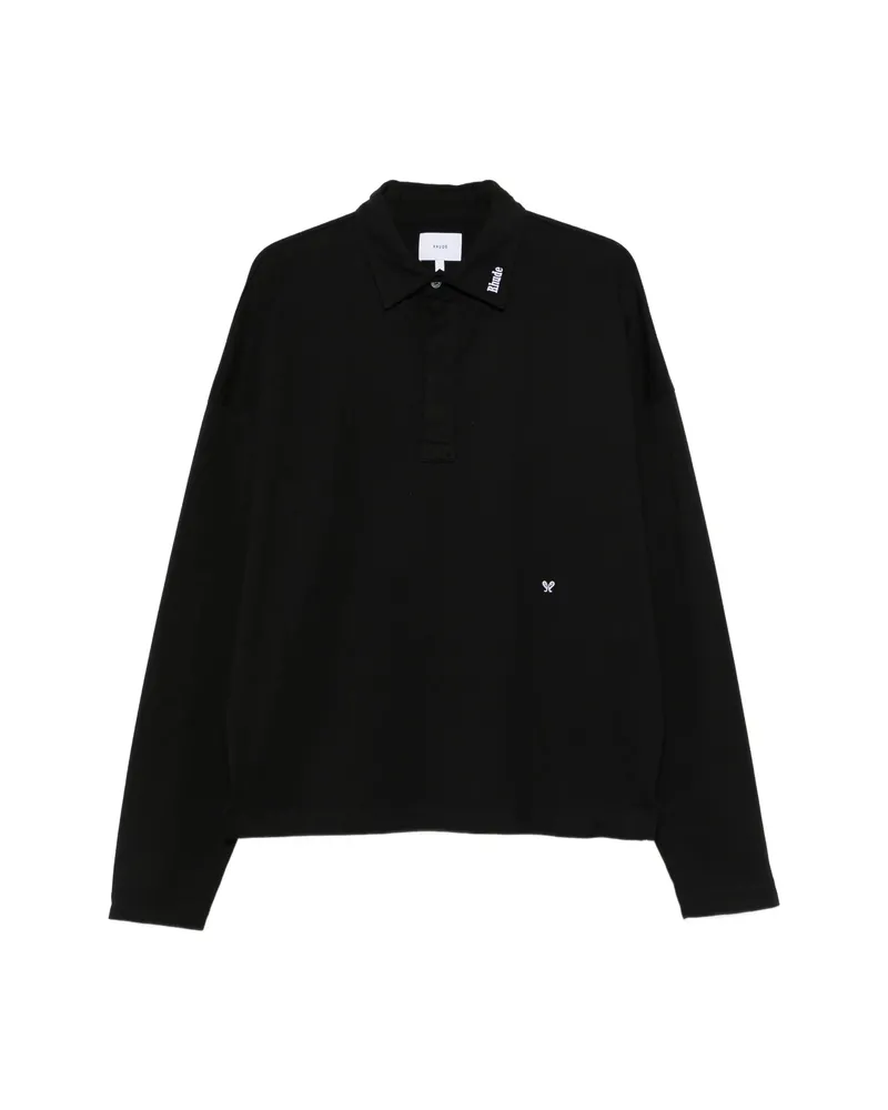RHUDE Logo-embroidered Long-sleeve Polo Shirt Blue