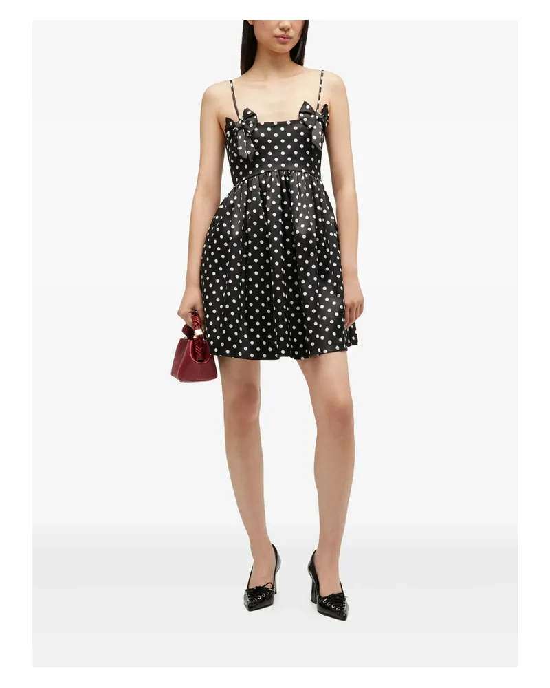 Ganni Polka-dot Bow Mini Dress Black