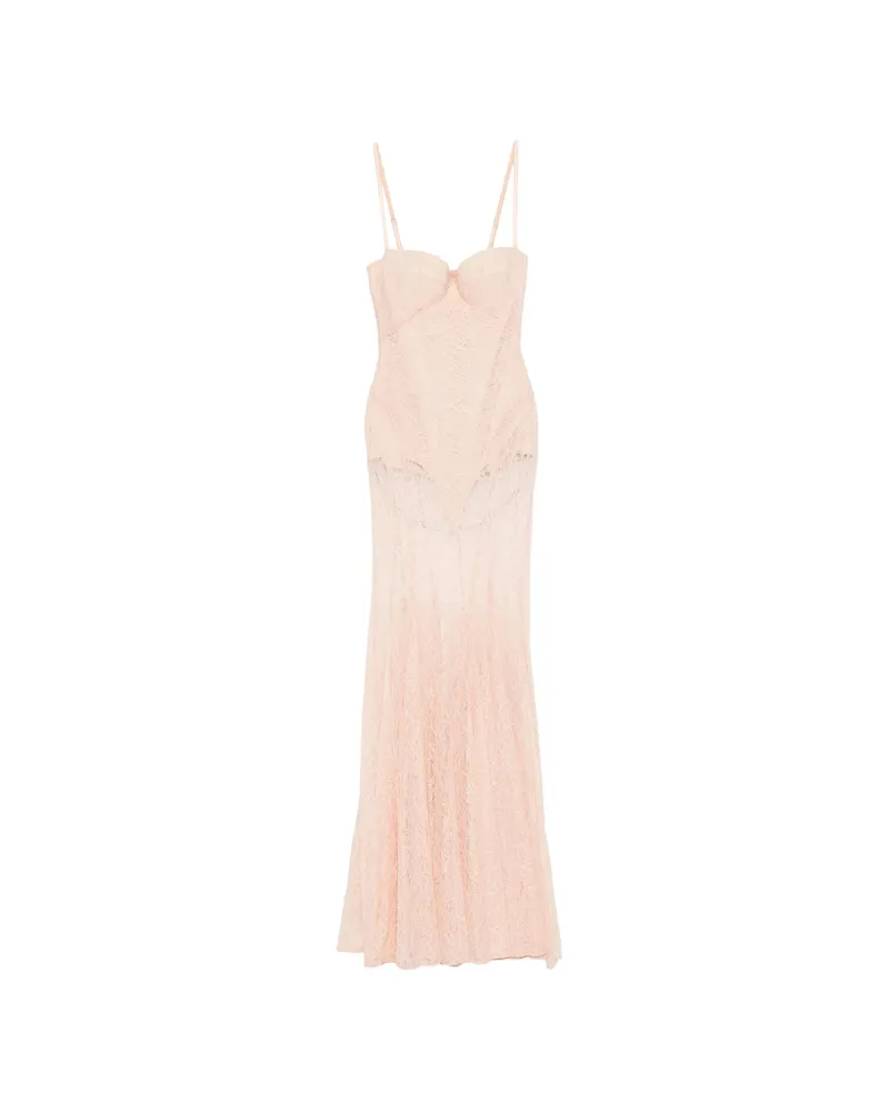 Elisabetta Franchi Lace Maxi Dress Pink