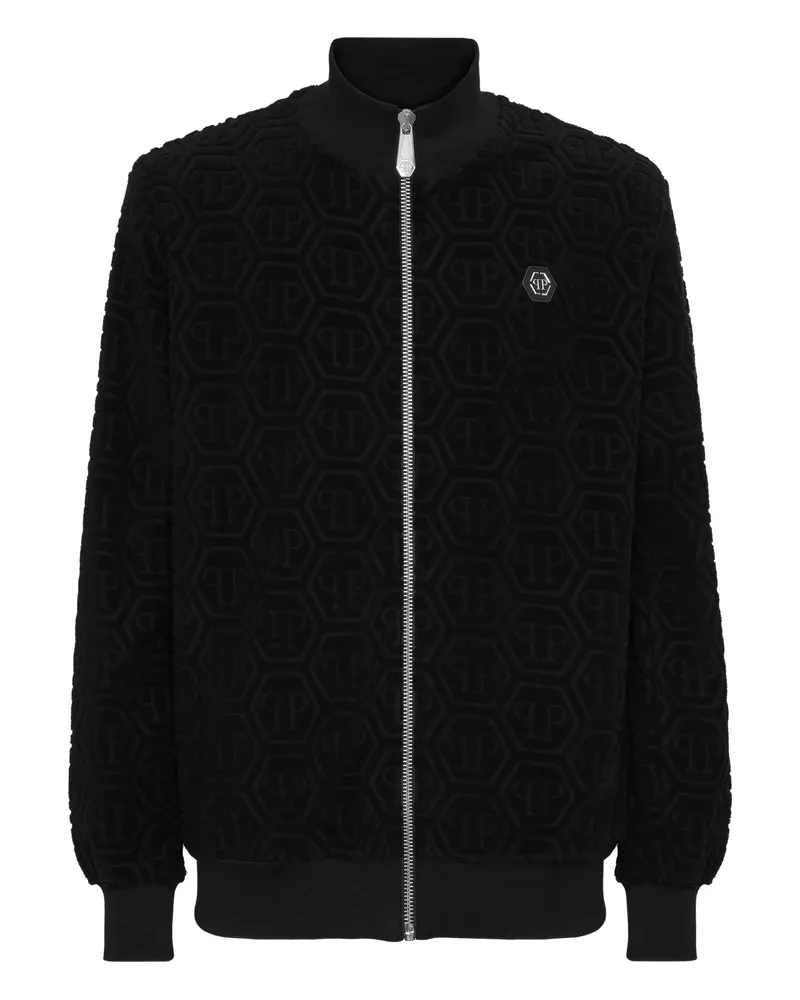 Philipp Plein Embossed Zip-up Jacket Black