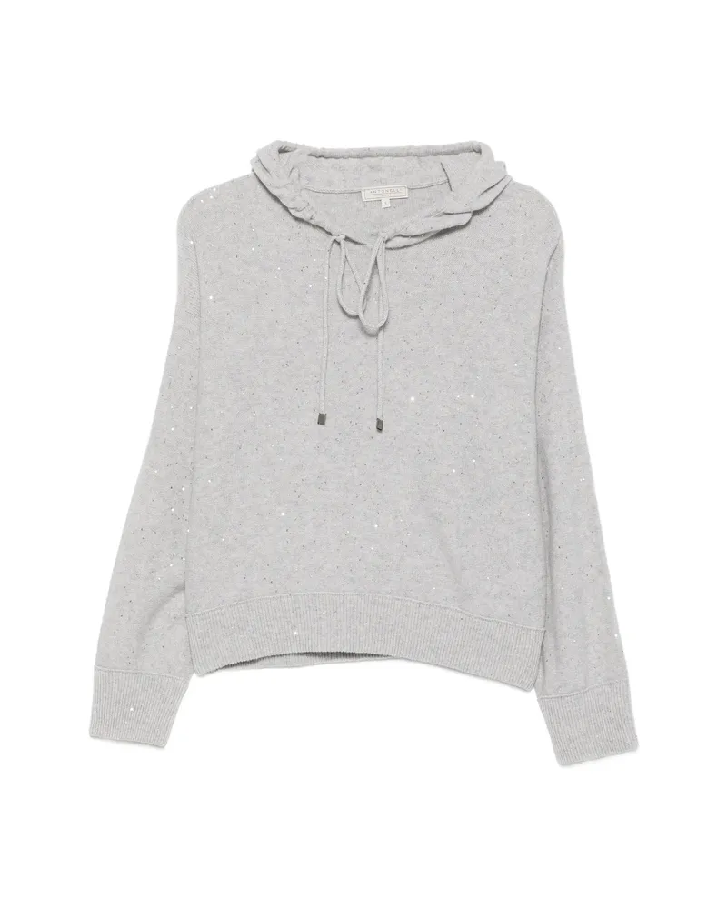 Antonelli Firenze Sequin-embellished Drawstring Hoodie Grey