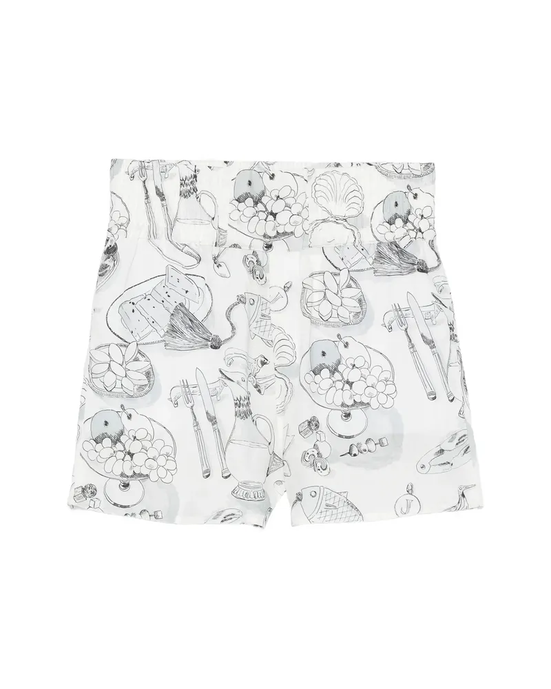 Jacquemus Graphic-print High-waisted Shorts White