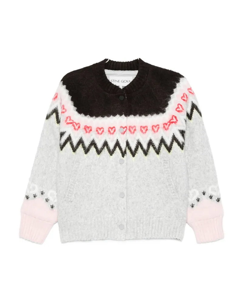 Stine Goya Fair-isle Pattern Cardigan Grey