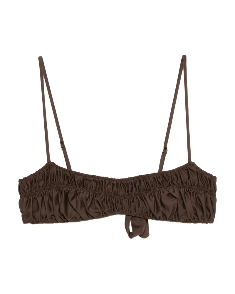 Faithfull The Brand Rocio Ruched Bikini Top Brown