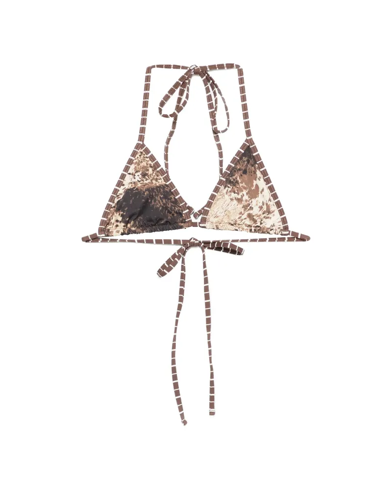 Frankies Bikinis Nick Triangle String Bikini Top Brown