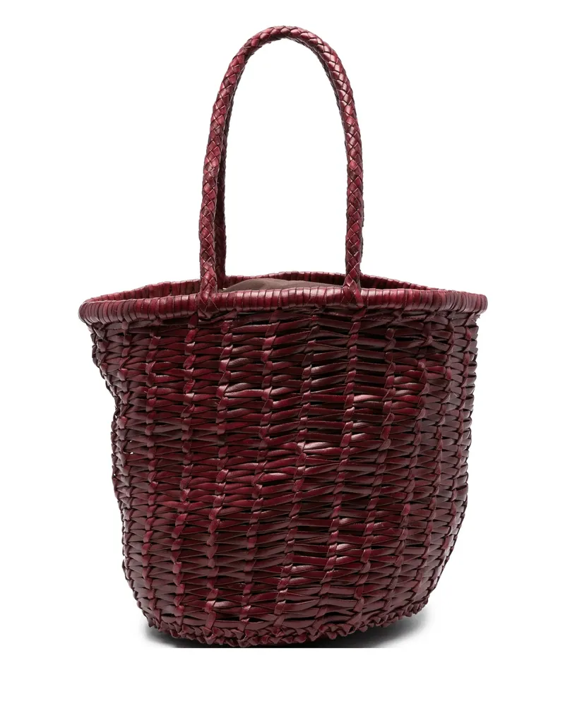 Dragon Diffusion Braided Leather Bucket Bag Red