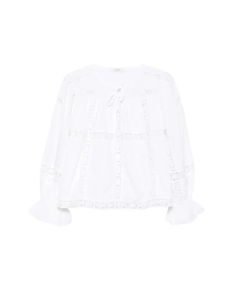 JcSophie Lace Ruffled Blouse White
