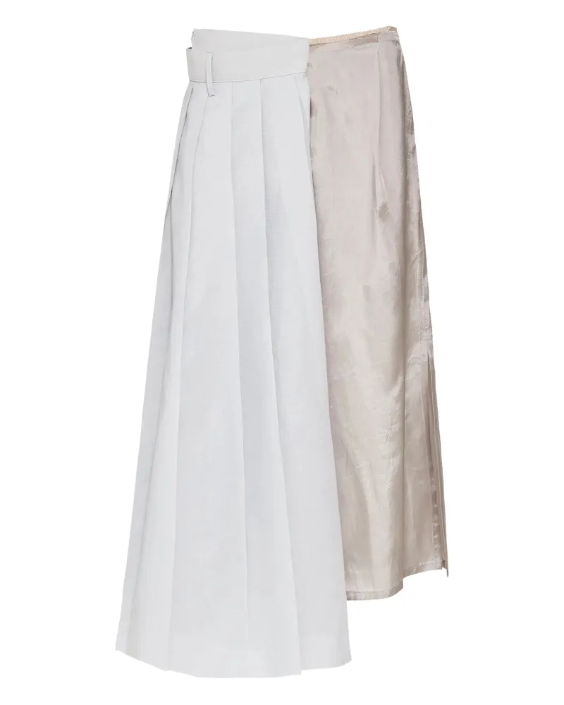 Maison Margiela Pleated Midi Skirt Neutrals