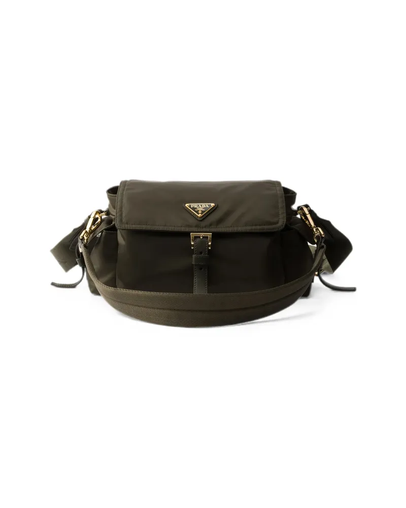 Prada Explore Medium Re-Nylon Shoulder Bag With Flap Green