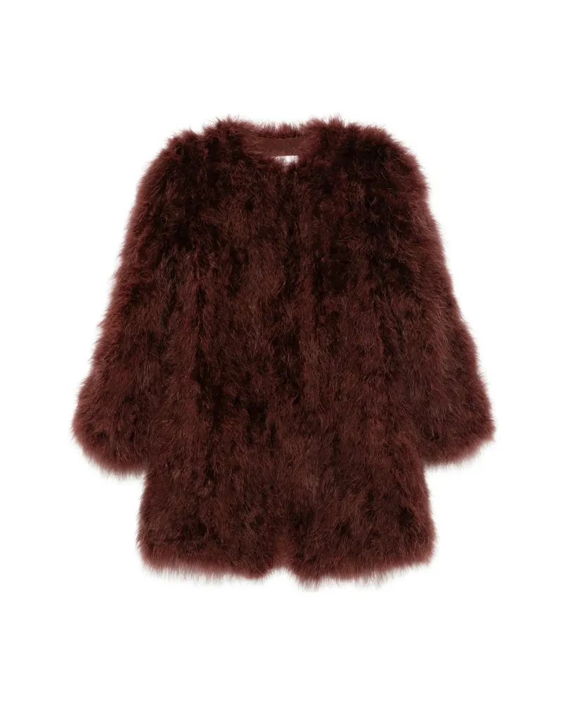 Yves Salomon Feather-embellished Jacket Red