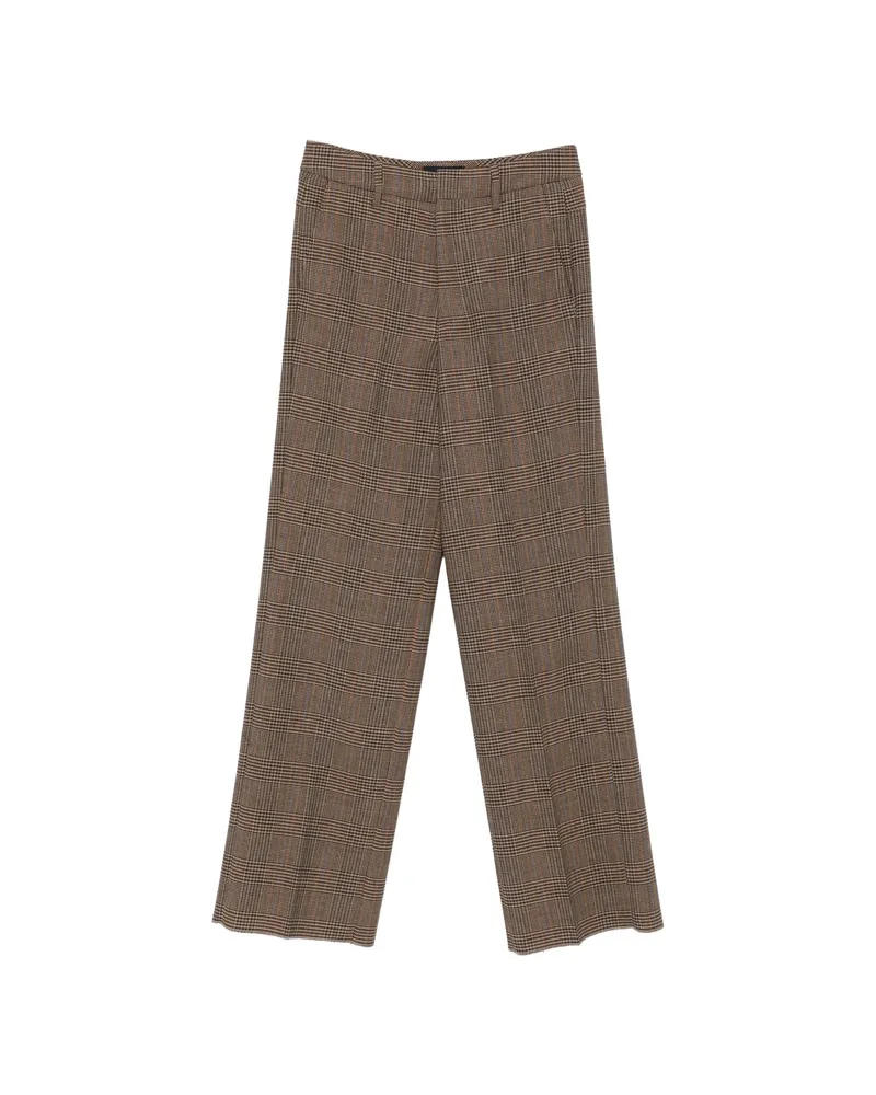 Seafarer Vitti Prince Of Wales Check Tailored Trousers Brown