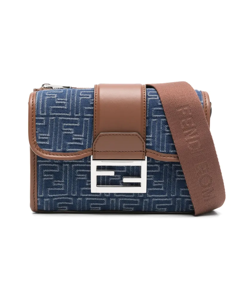 Fendi Logo-jacquard Crossbody Bag Blue