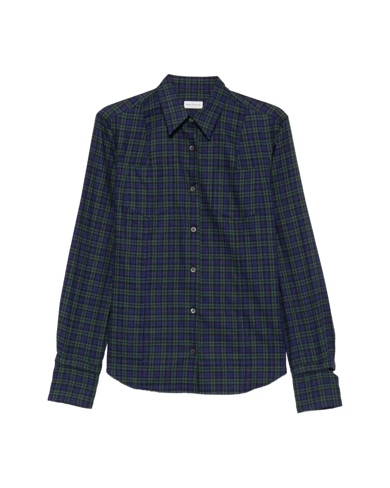 Dries van Noten Tartan-check Button-up Shirt Blue