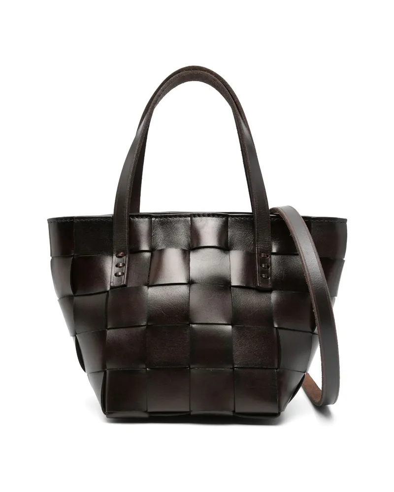 Dragon Diffusion Mini Japan Woven-leather Tote Bag Brown
