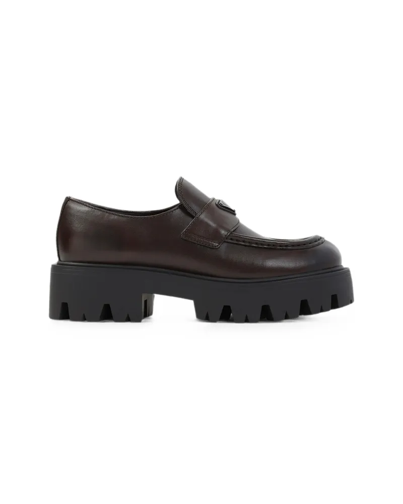 Prada Logo-plaque Loafers Brown