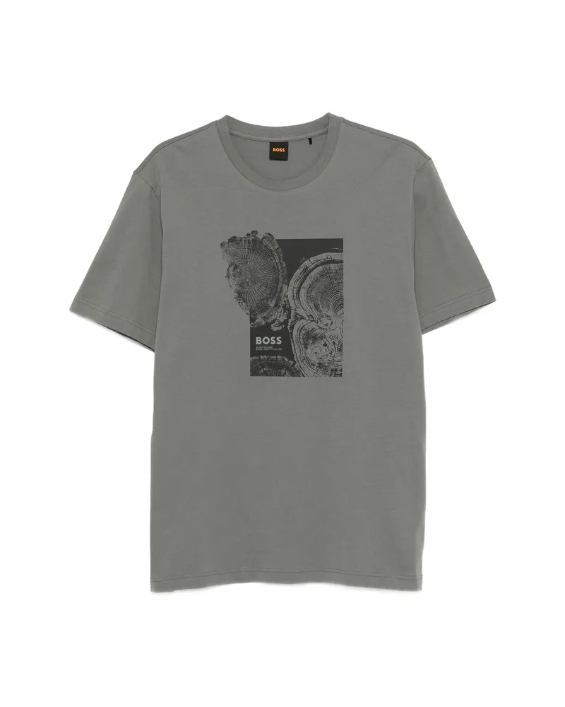 HUGO BOSS Crew-neck Graphic-print T-shirt Grey