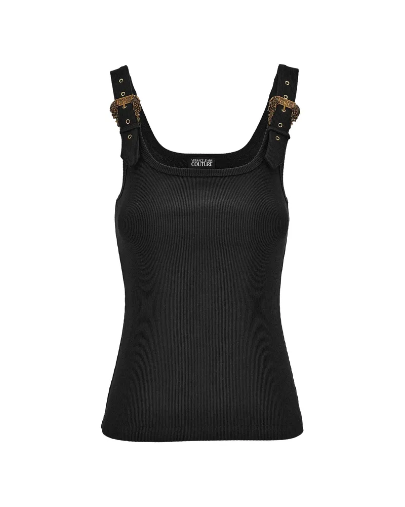 Versace Jeans Ribbed-knit Buckle Tank Top Black