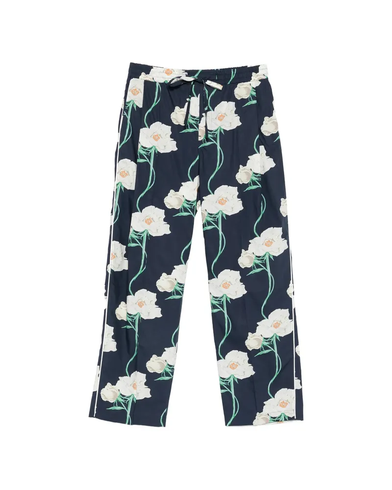 Kenzo Floral-detail Drawstring Trousers Blue