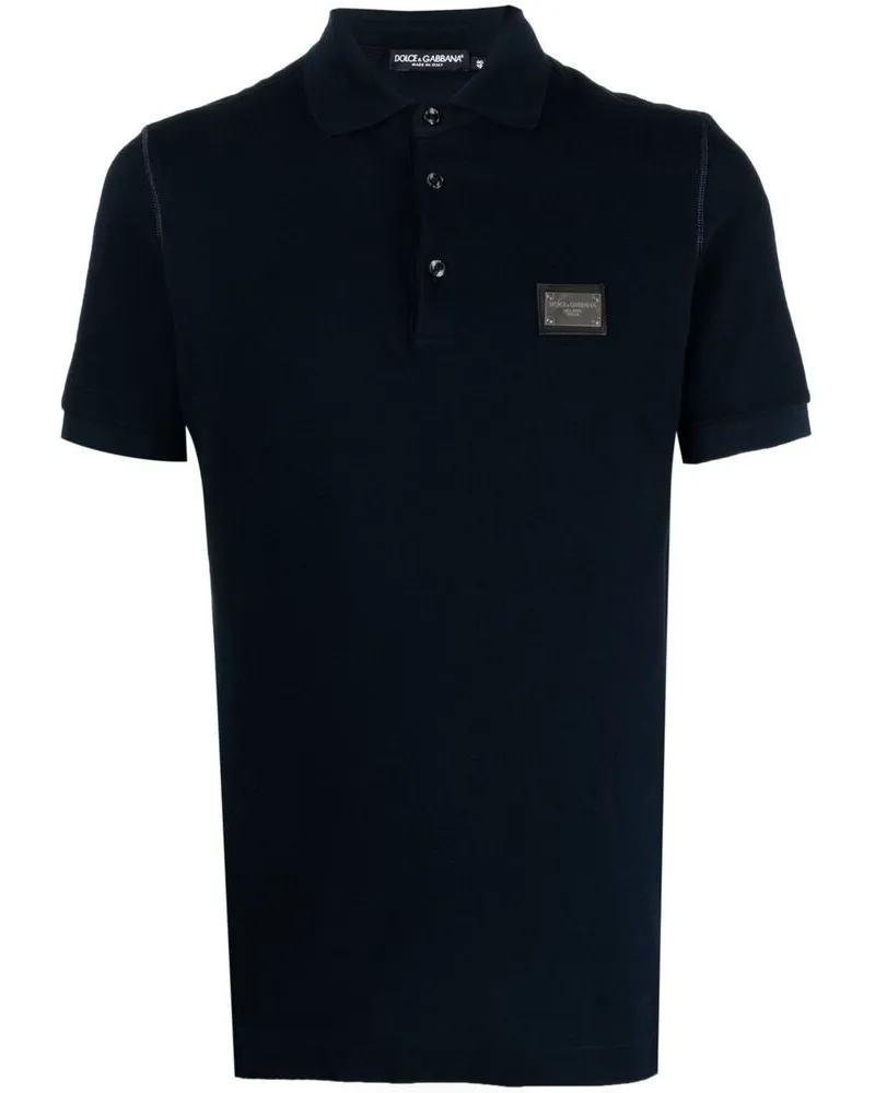 Dolce & Gabbana DG Essentials Cotton Piqué Polo Shirt Blue