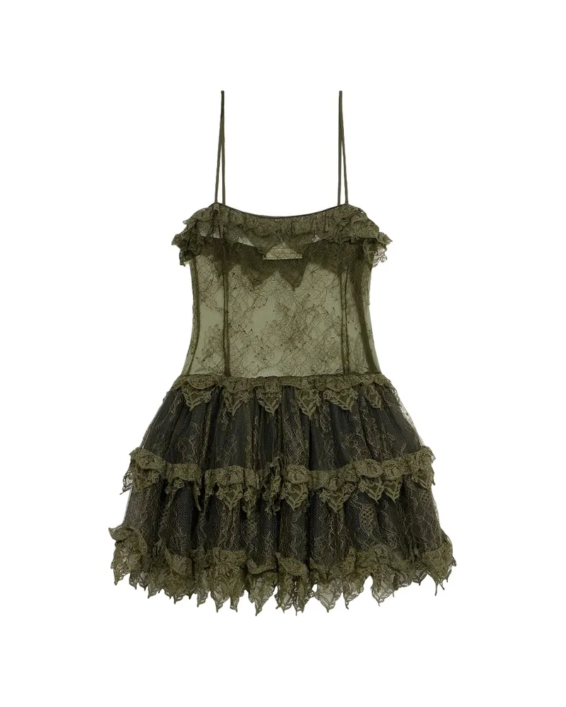 Blumarine Ruffled Mini Dress Green