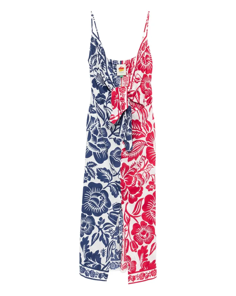 FARM Rio Floral Knot Midi Dress White