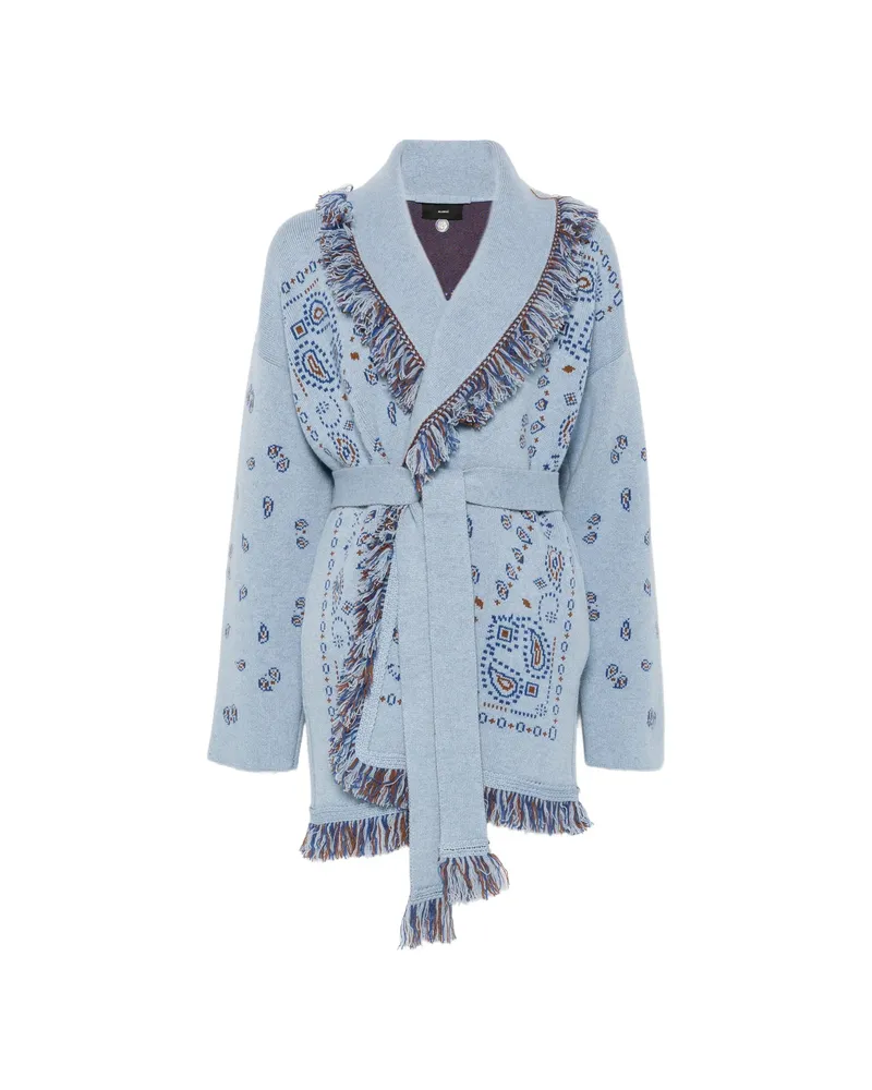 Alanui Bandana-jacquard Knitted Coat Blue