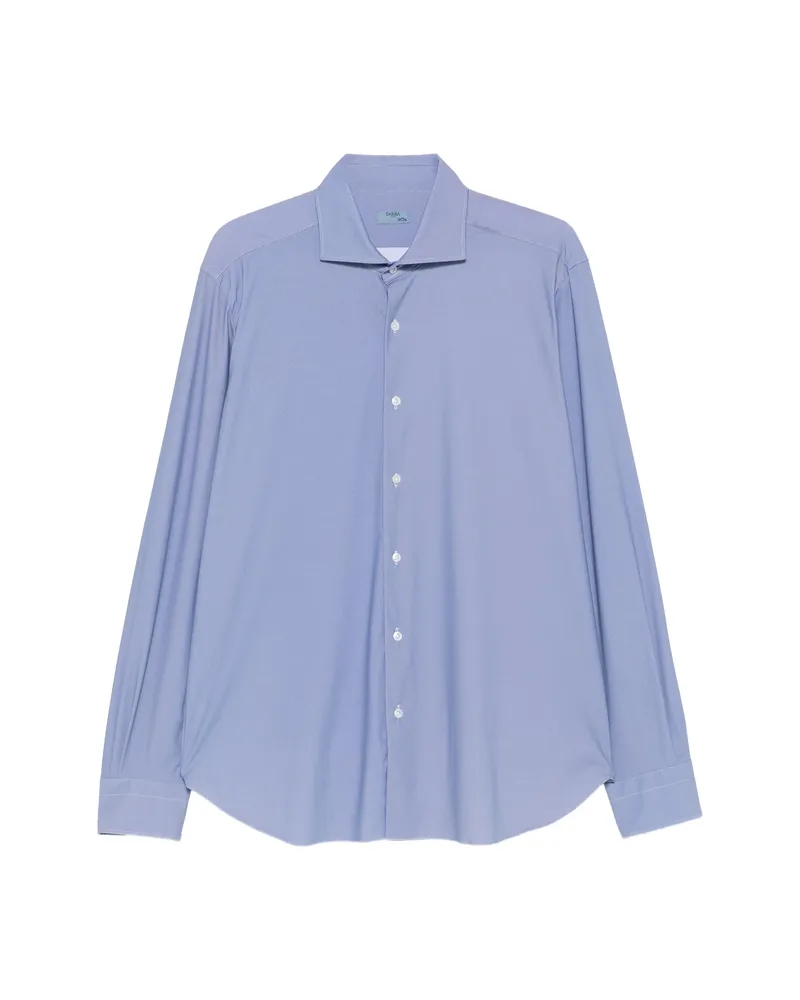 BARBA Spread-collar Button-down Shirt Blue