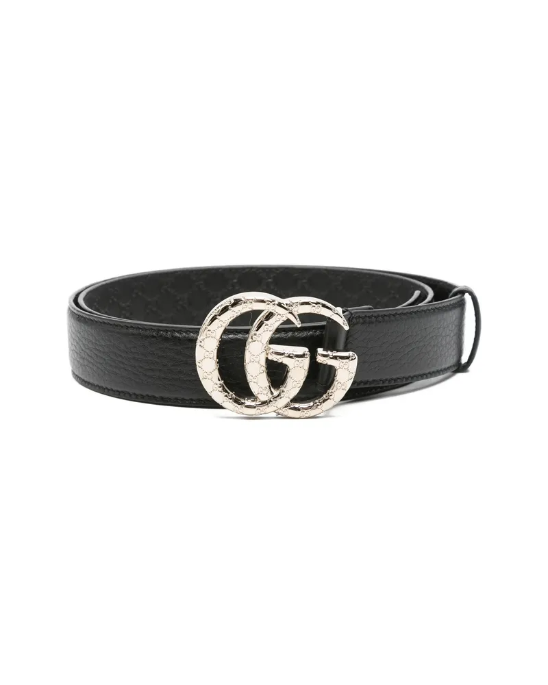Gucci Double G Buckle Leather Belt Black