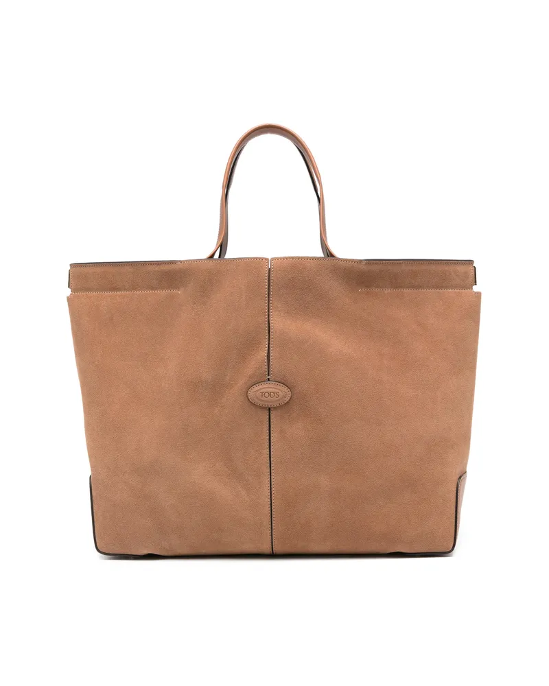 TOD'S Medium Di Bag Folio Panelled Tote Bag Brown