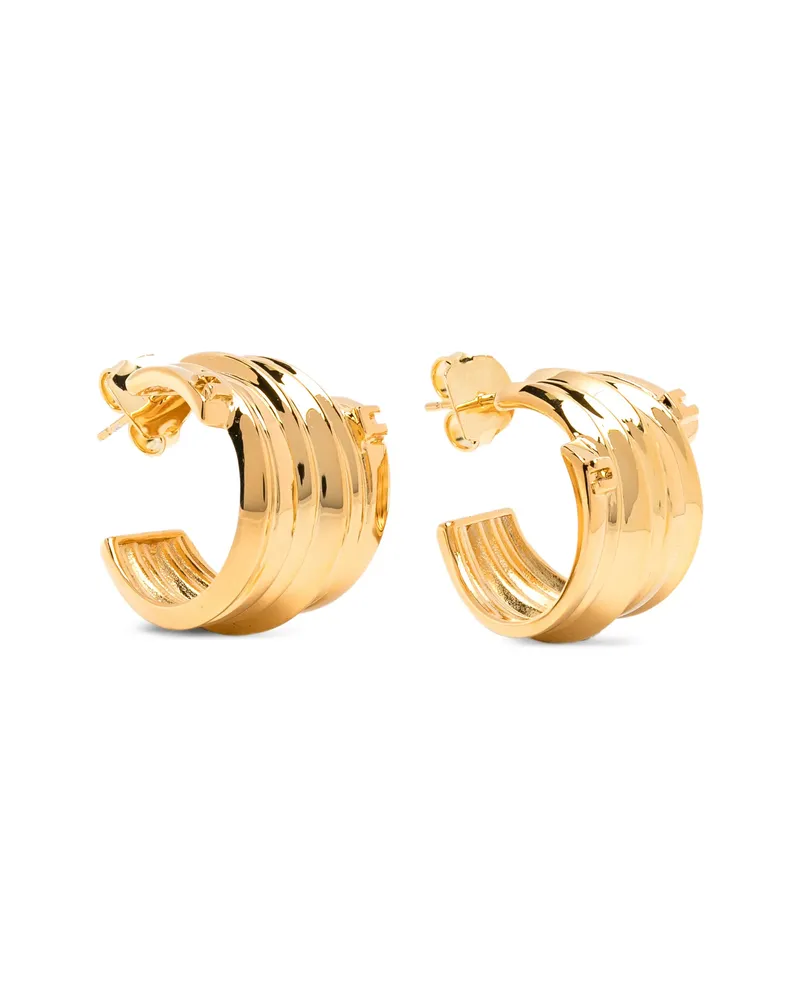 Elisabetta Franchi Ridged Hoop Earrings Gold