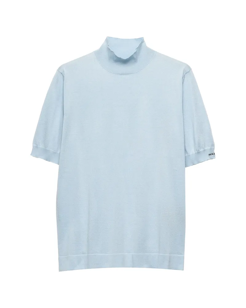 Prada Ribbed Turtleneck T-shirt Blue
