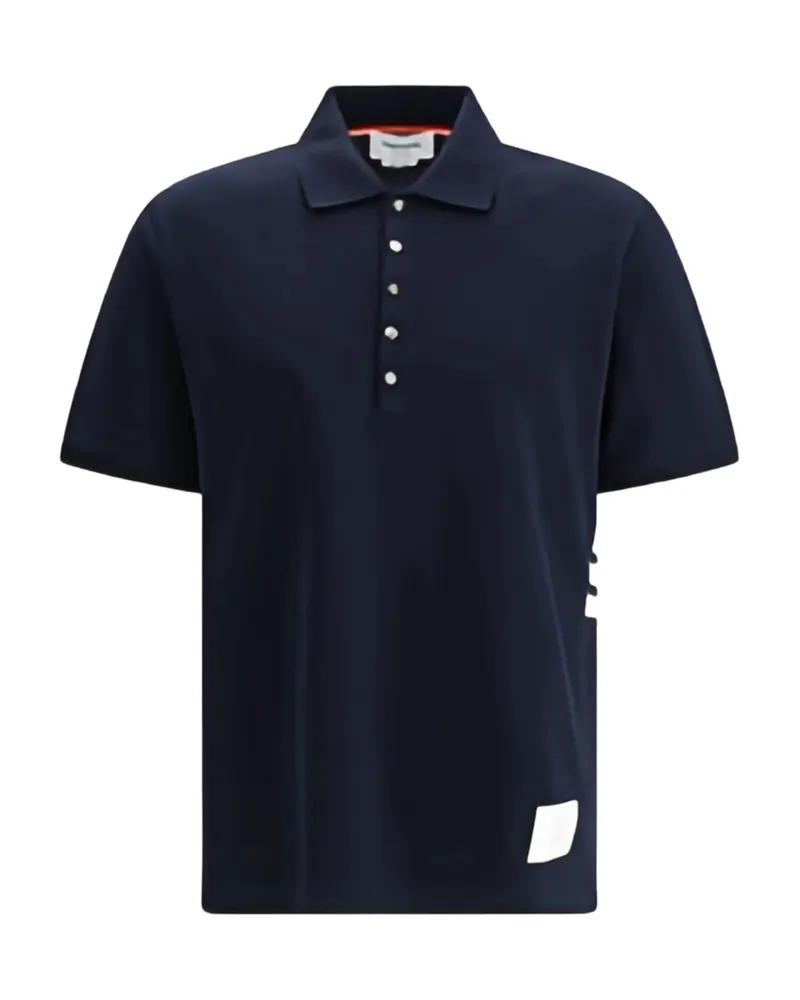 Thom Browne 4-Bar Cotton Polo Shirt Blue