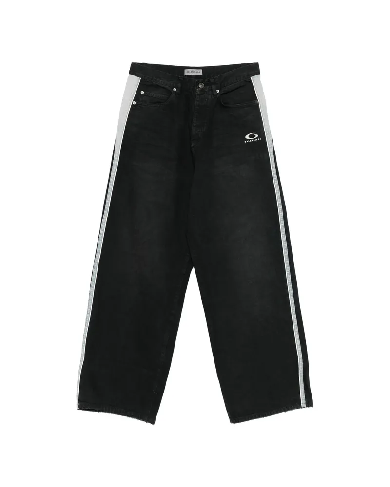 Balenciaga Logo Side-stripe Jeans Black