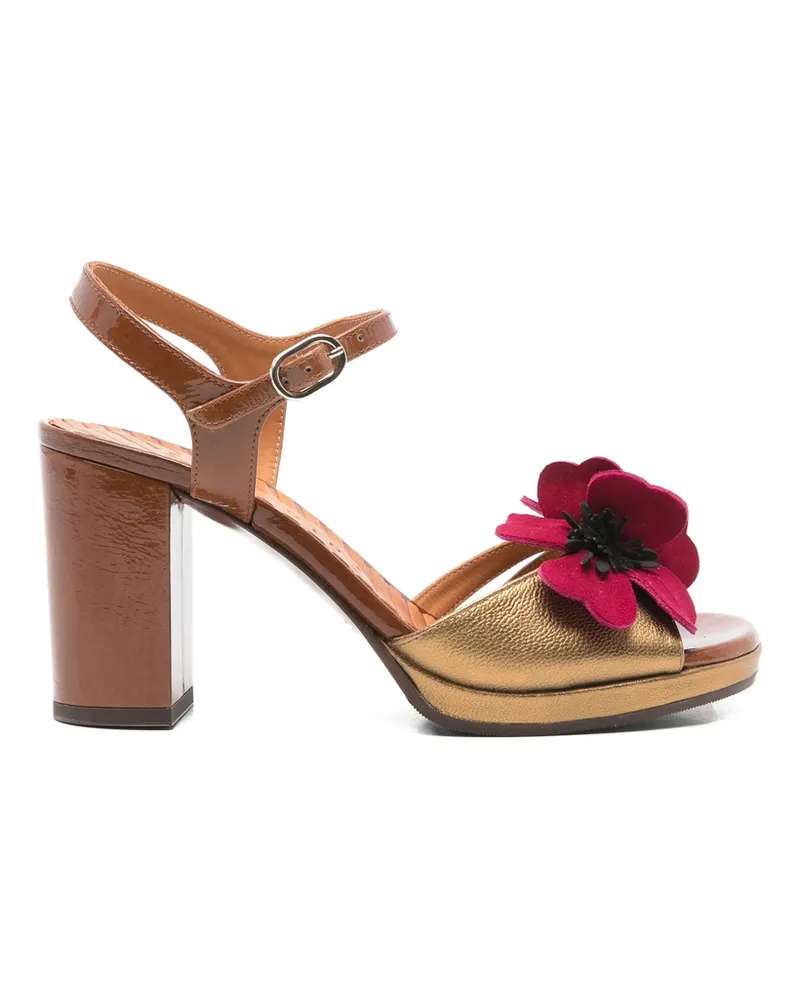 Chie Mihara Parlota Floral Platform Sandals Gold