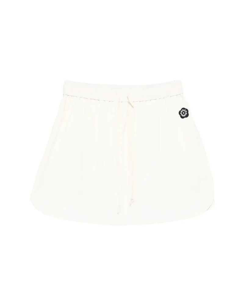 Kenzo Logo-patch Drawstring Mini Skirt Neutrals