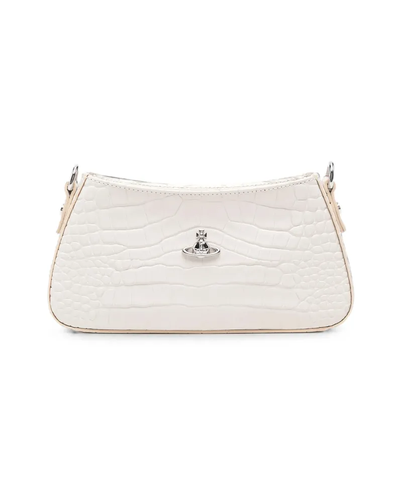 Vivienne Westwood Orb Croc-effect Shoulder Bag Neutrals