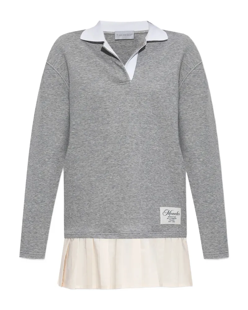 Moncler Pleated-panel Polo Dress Grey